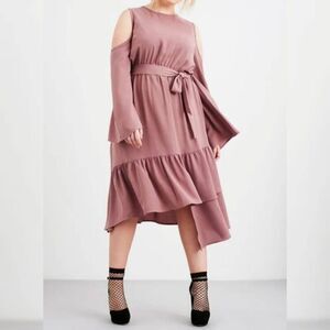 Lost Ink Nordstrom Cold Shoulder Dress Dusty Rose NWT size 20